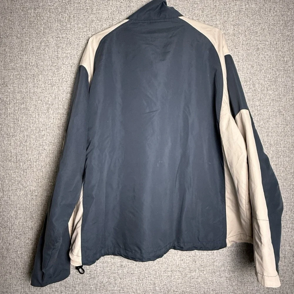 John Blair Men's Full Zip Bomber Jacket Windbreaker Blue Gray And Tan 2XL/XXL‎